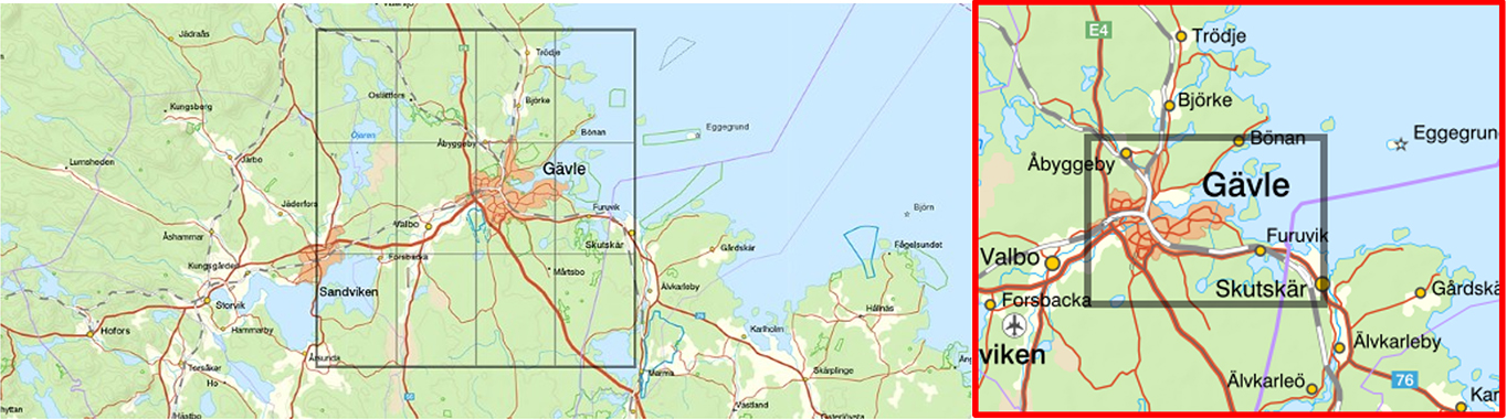 Skärmbild från e-tjänsten Kartutskrift