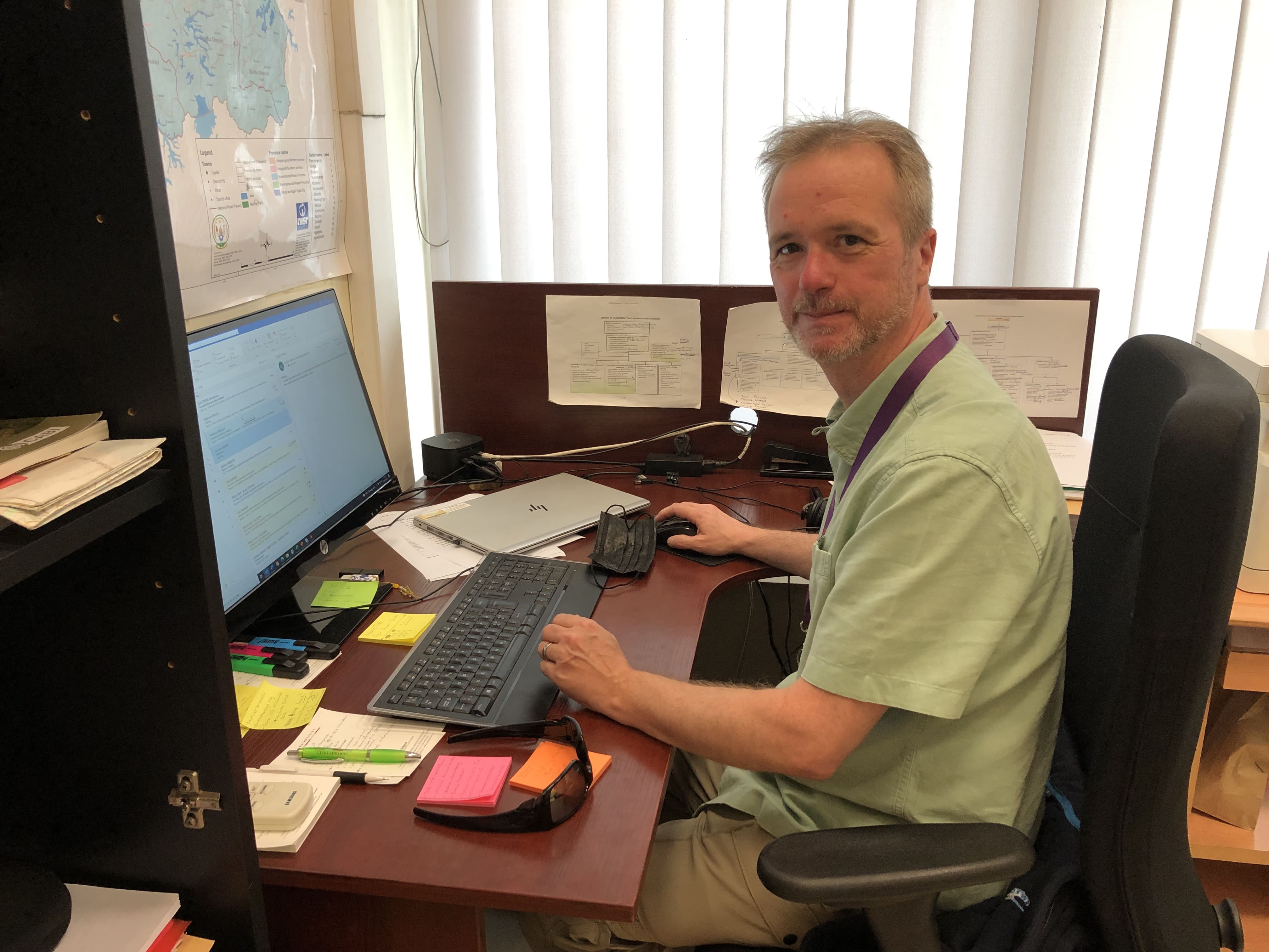 Lars Berglund in front of his working desk. 