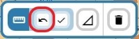 Fem ikoner för mätning varav den andra är inringad och visar symbolen för att ångra den senaste punkten som är utsatt, en pil som pekar åt vänster