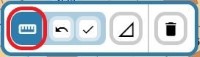 Fem ikoner för mätning varav den första är inringad och visar symbolen för verktyget mätning, en linjal