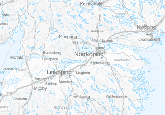 Gråtonad version av Topografisk webbkarta.