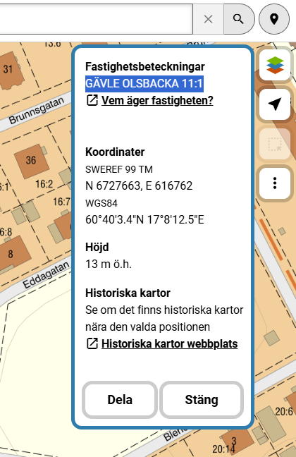 Skärmdump från Min karta.