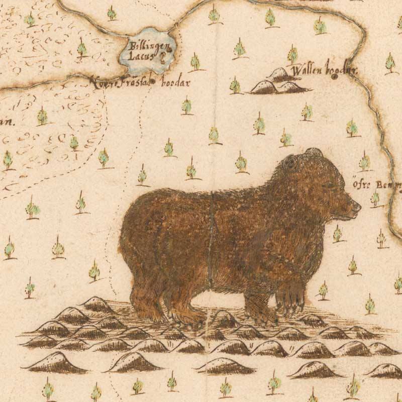Map with a bear drawn.