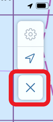 Skärmklipp som visar ikonen för att avsluta ladda ned för användning offline, ikonen är ett blått kryss.